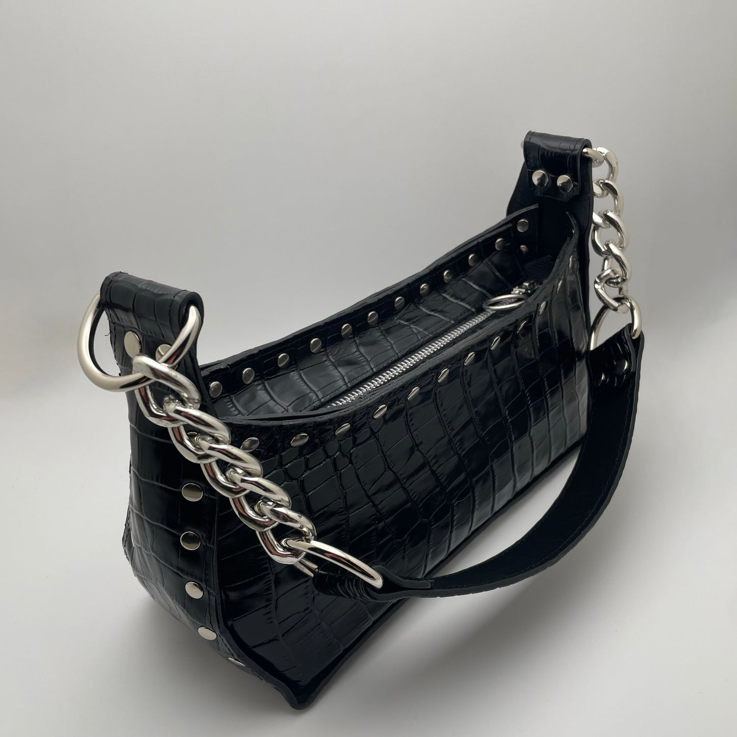 The Margaret Bag Black Croc