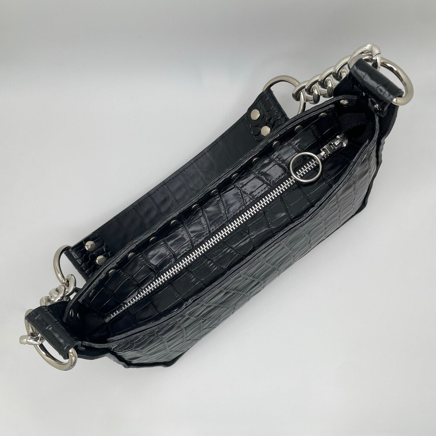 The Margaret Bag Black Croc