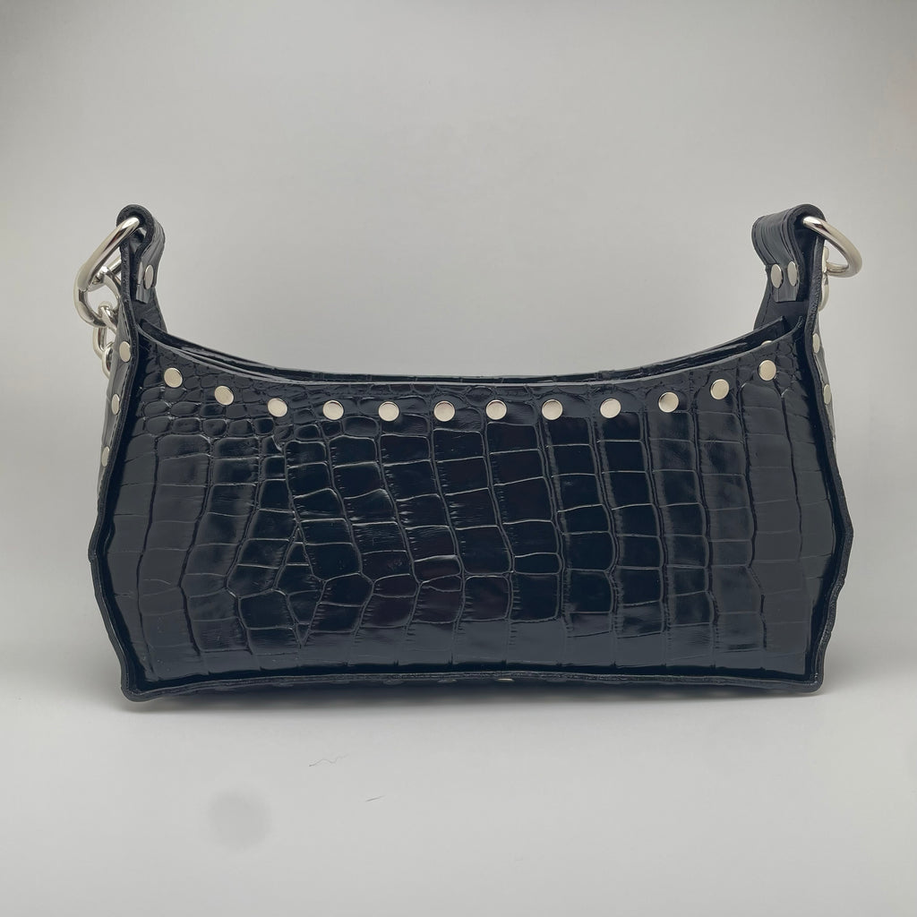 The Margaret Bag Black Croc
