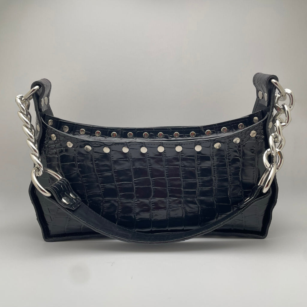 The Margaret Bag Black Croc