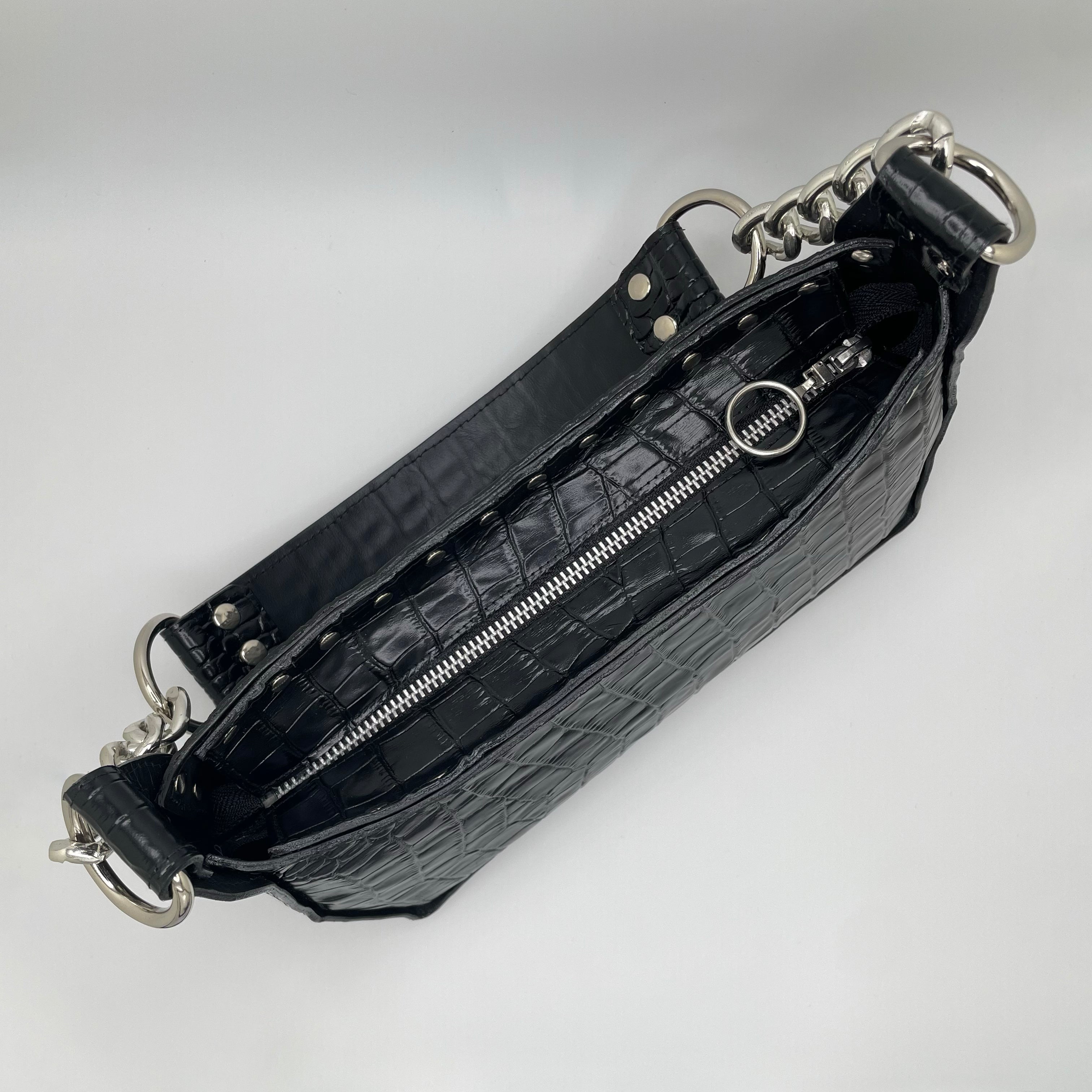 The Margaret Bag Black Croc