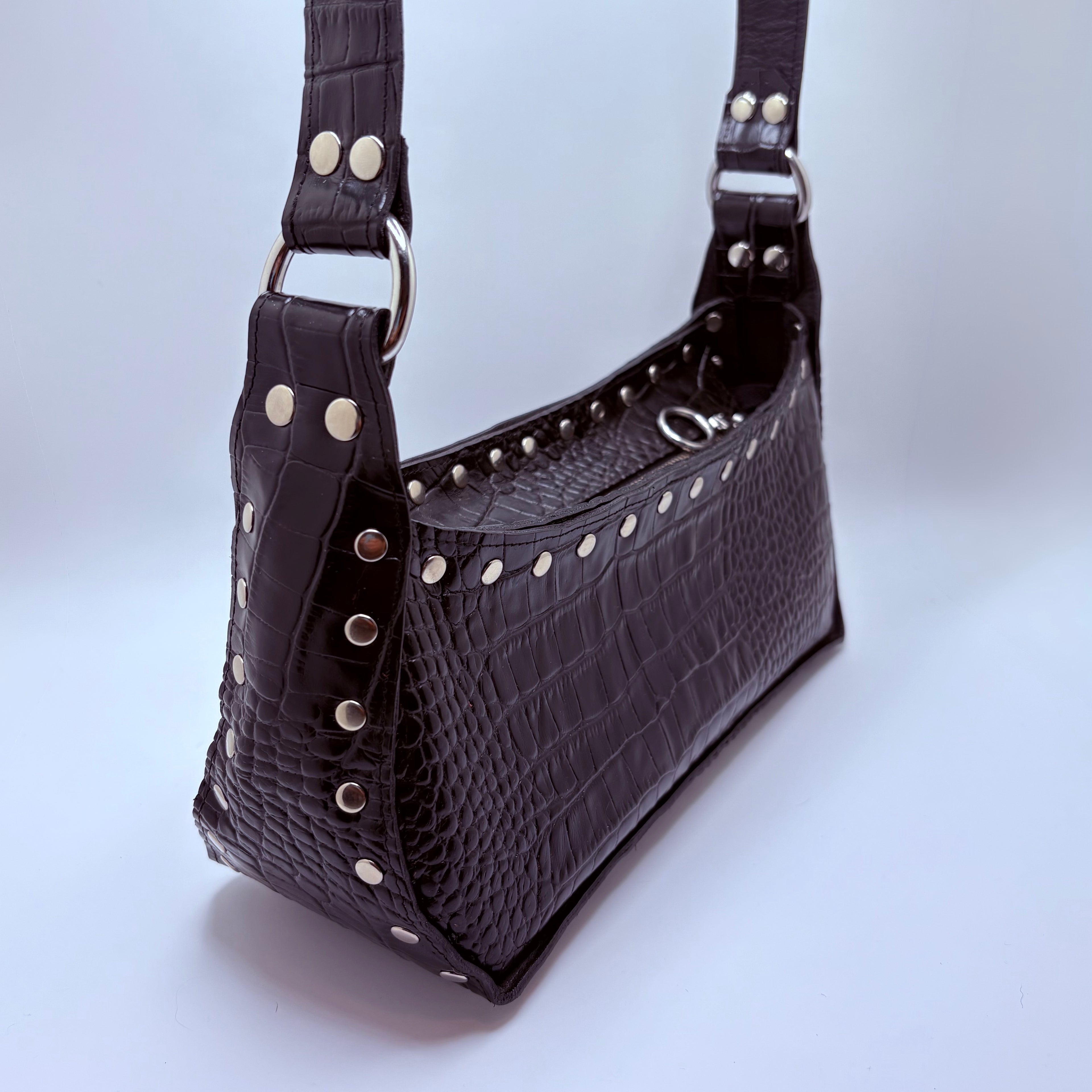 Margaret Black Croc Solid Strap